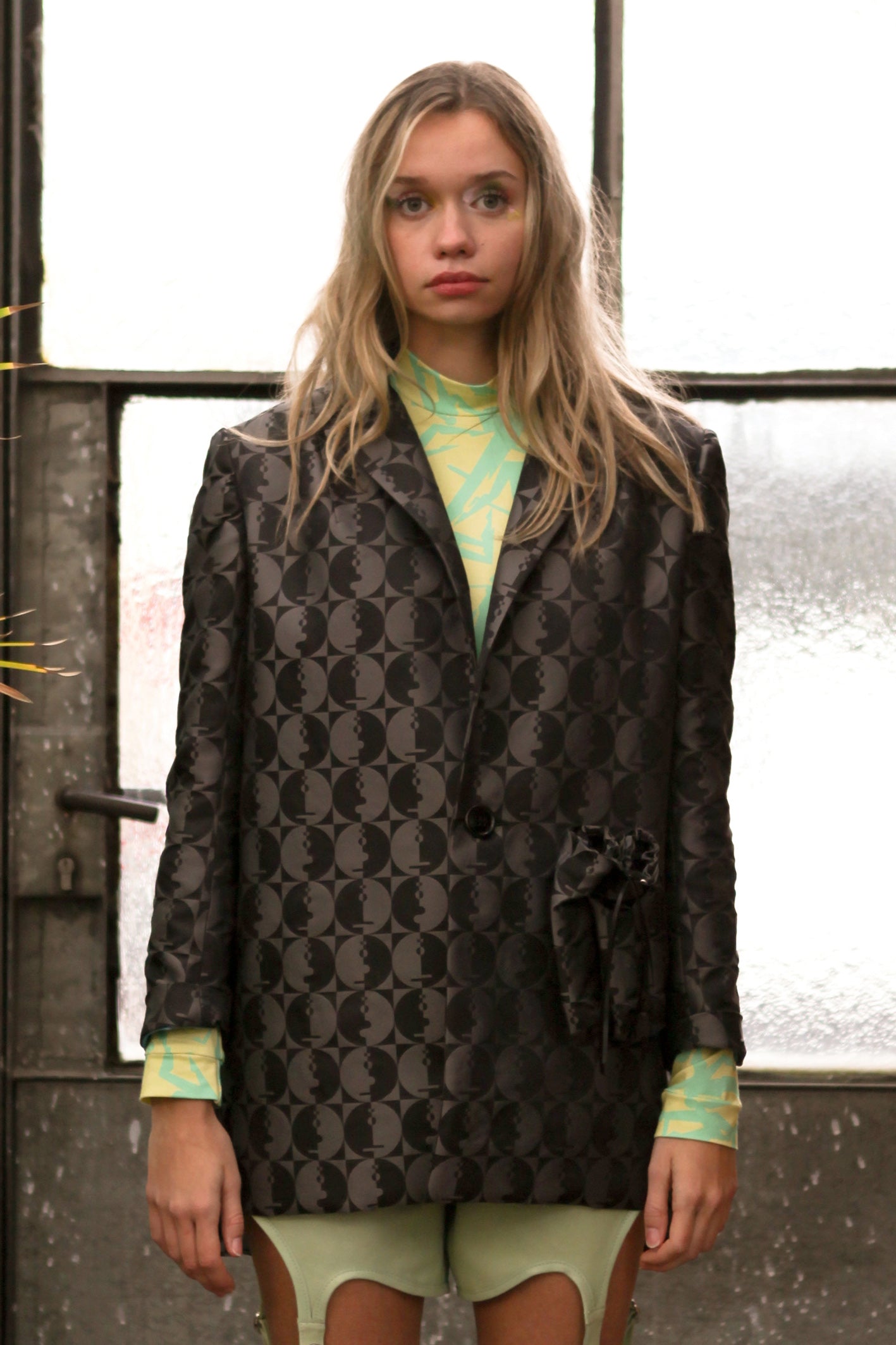 Spherical Human Blazer 01 – Black & Grey rPET Jacquard